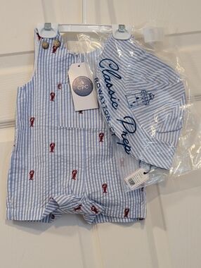 Classic Prep James Shortall Blue pinstripe w/embroidered lobsters & matching hat